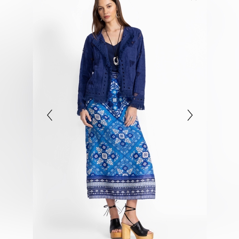 Johnny Was High Slit Linen Skirt NWT in Ciena Boho Chic